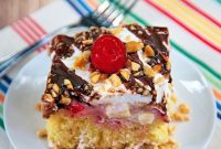 Banana Split Poke Cake Recipe — Creamy Banana Dessert with Chocolate & Strawberry