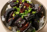 Sticky Braised Pork Belly with Soy-Ginger Glaze Recipe