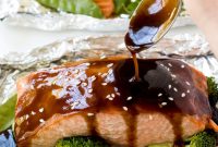Hoisin-Glazed Salmon and Vegetables Baked in Foil