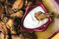 Crispy Chicken Wings with Tangy Feta Dipping Sauce