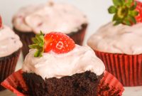 Chocolate Cupcakes with Strawberry Cream Cheese Frosting