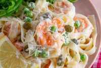 Creamy Garlic Prawn Pasta with Parmesan and Lemon