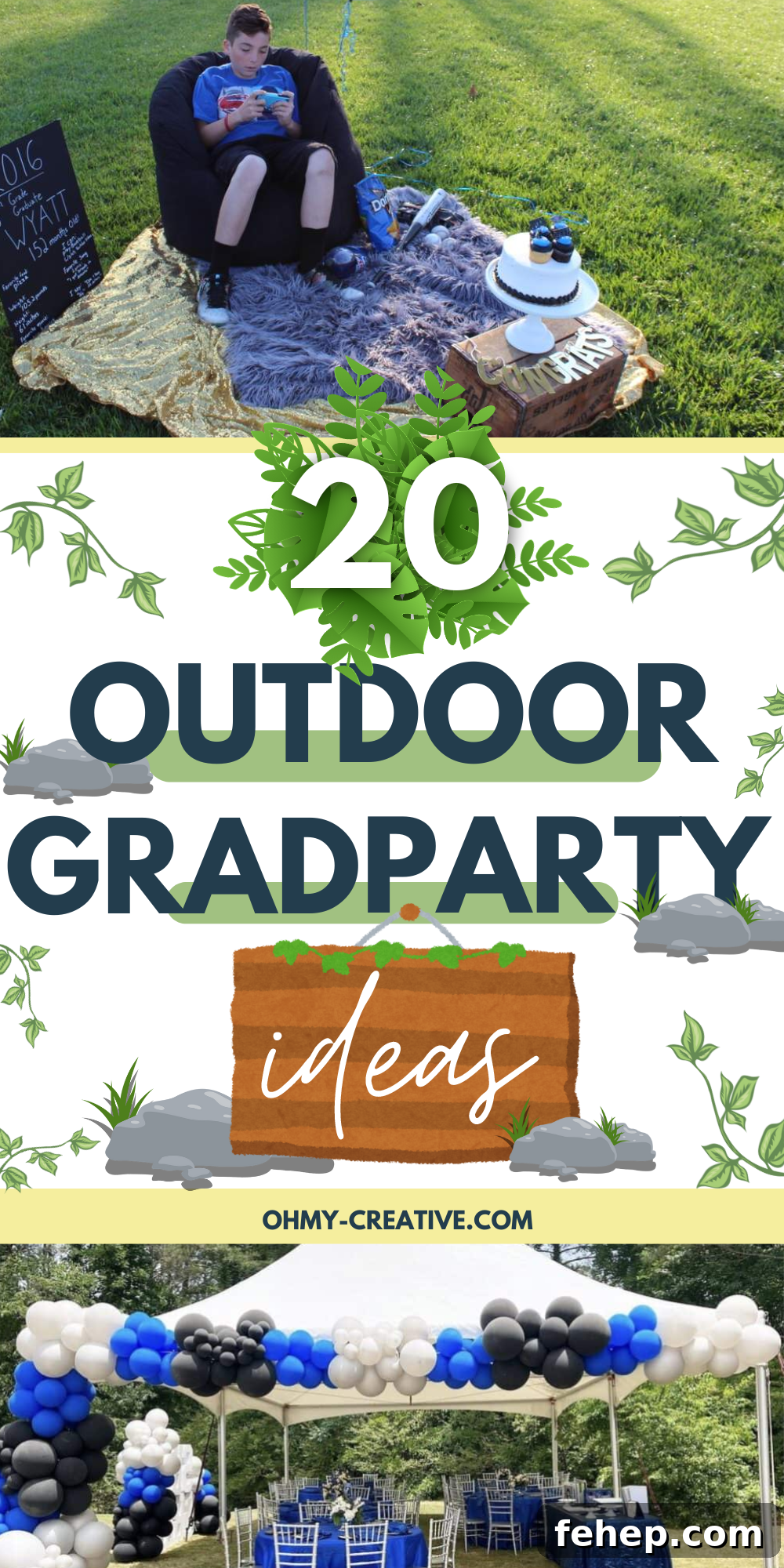 20 Creative Outdoor Graduation Party Ideas for Memorable Celebrations 5 A collage image of Outdoor Grad Party Ideas for a fantastic graduation celebration!