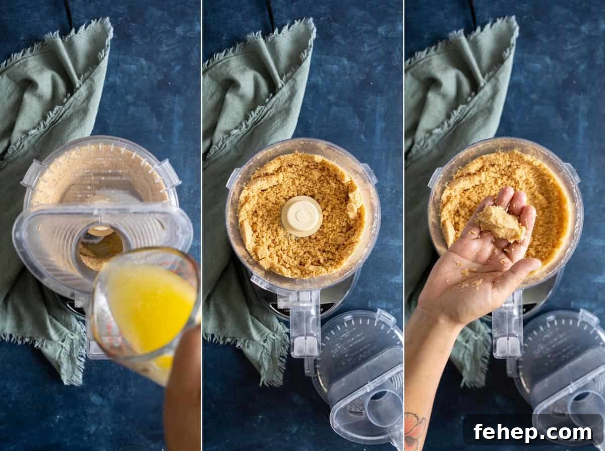 Vanilla Wafer Crust Recipe: Quick No-Bake Pie and Cheesecake Crust 5 Adding melted butter to vanilla wafer crumbs to make pie crust mixture.