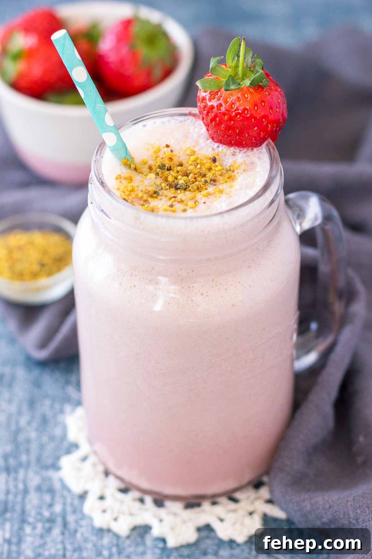 Homemade Strawberry Milk in a tall glass