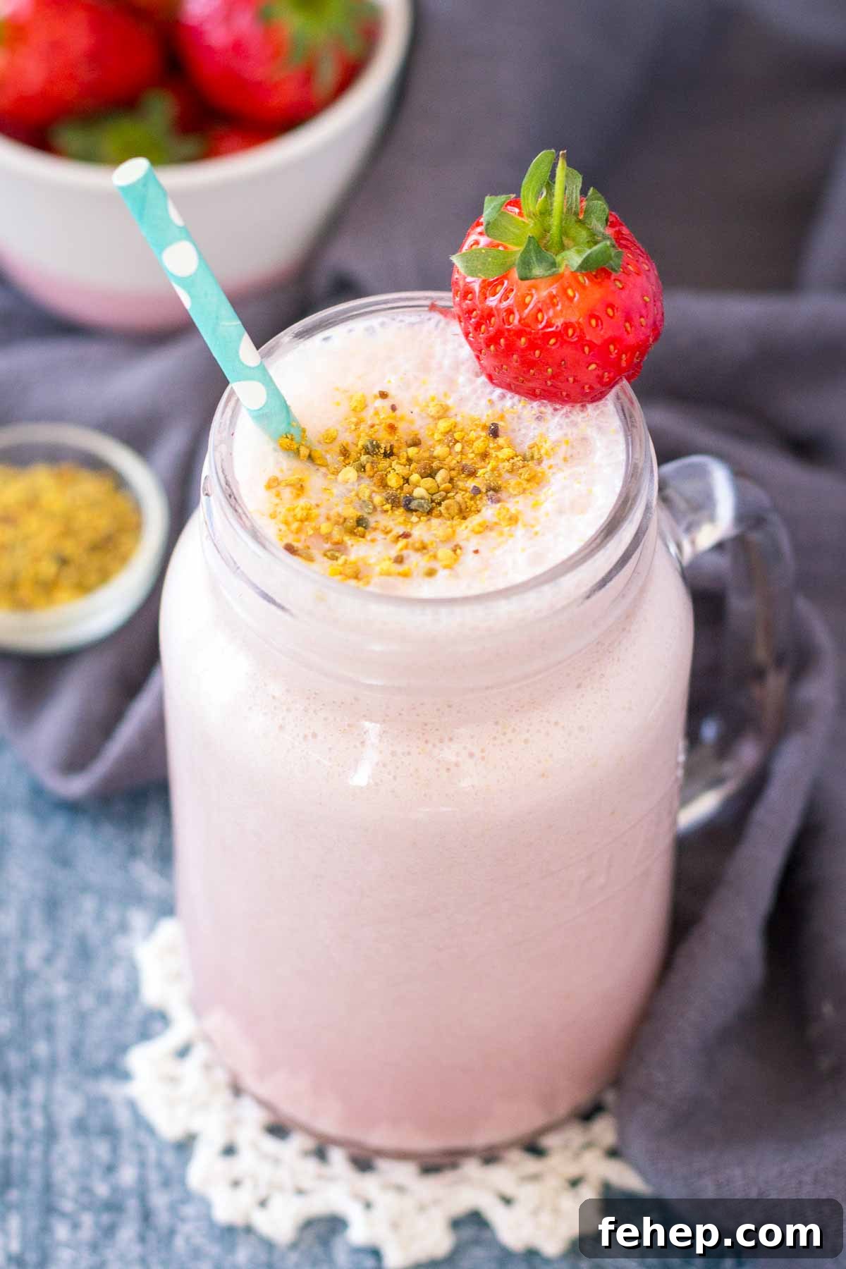 Homemade Strawberry Milk in a tall glass