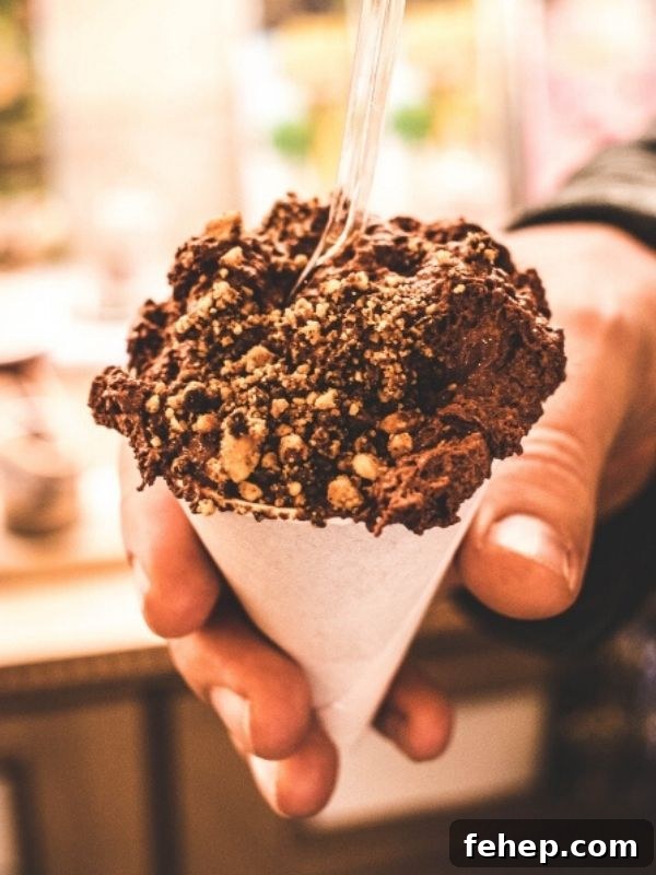 chocolate mousse in a cone