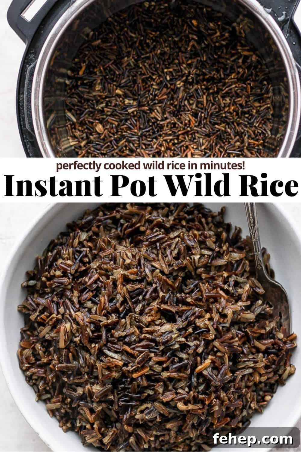 Pinterest image for Instant Pot wild rice.