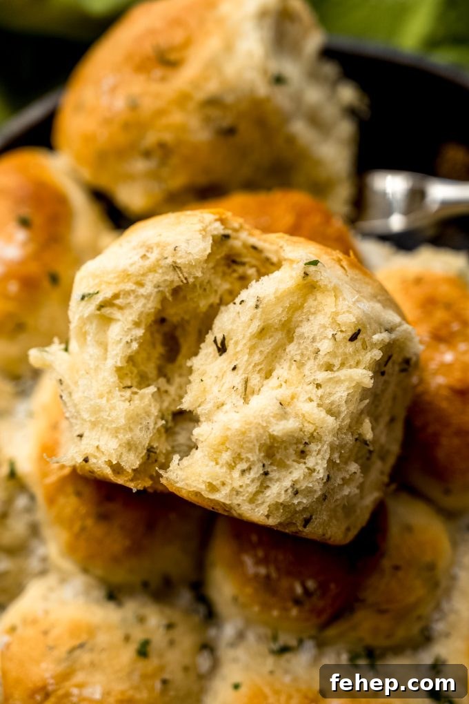 An herbed dinner roll.
