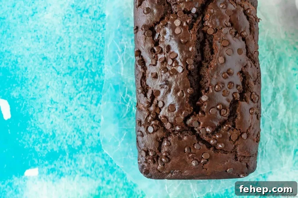 Chocolate zucchini bread with chocolate chips