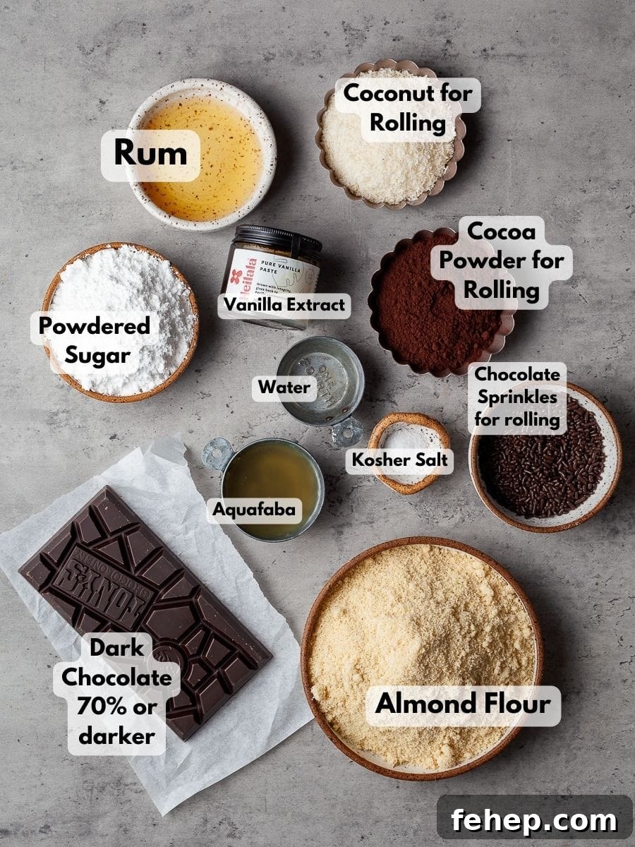 ingredients needed to make gluten free rum balls