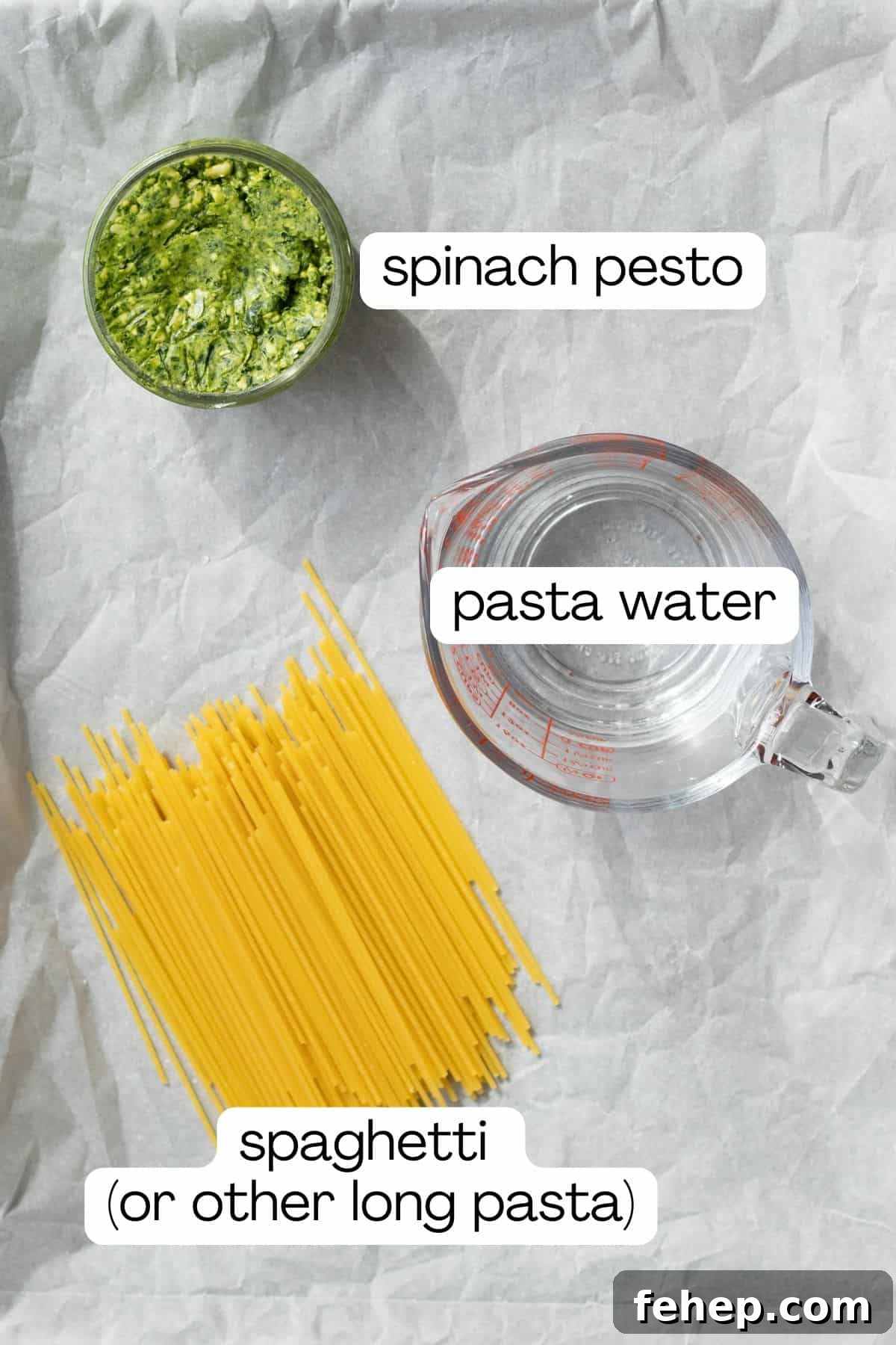ingredients for spinach pesto pasta