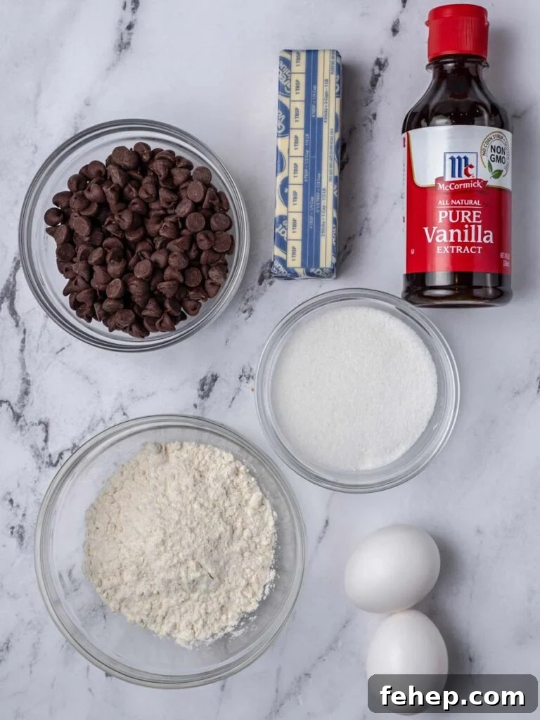 Overhead image of ingredients needed to make a lava cake.