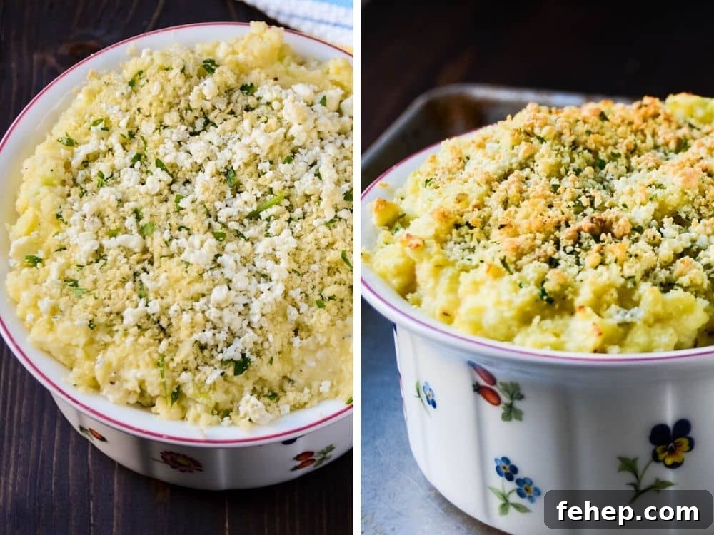 baking the twice baked mashed potato soufflé.