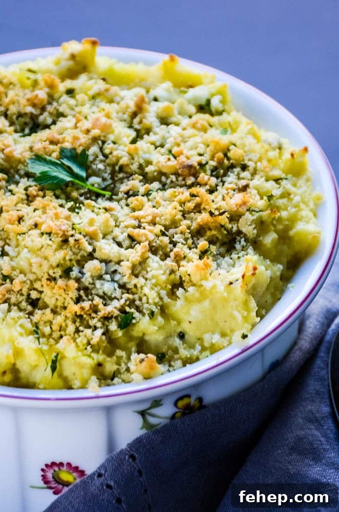 Serving the easy potato bake hot from the oven.