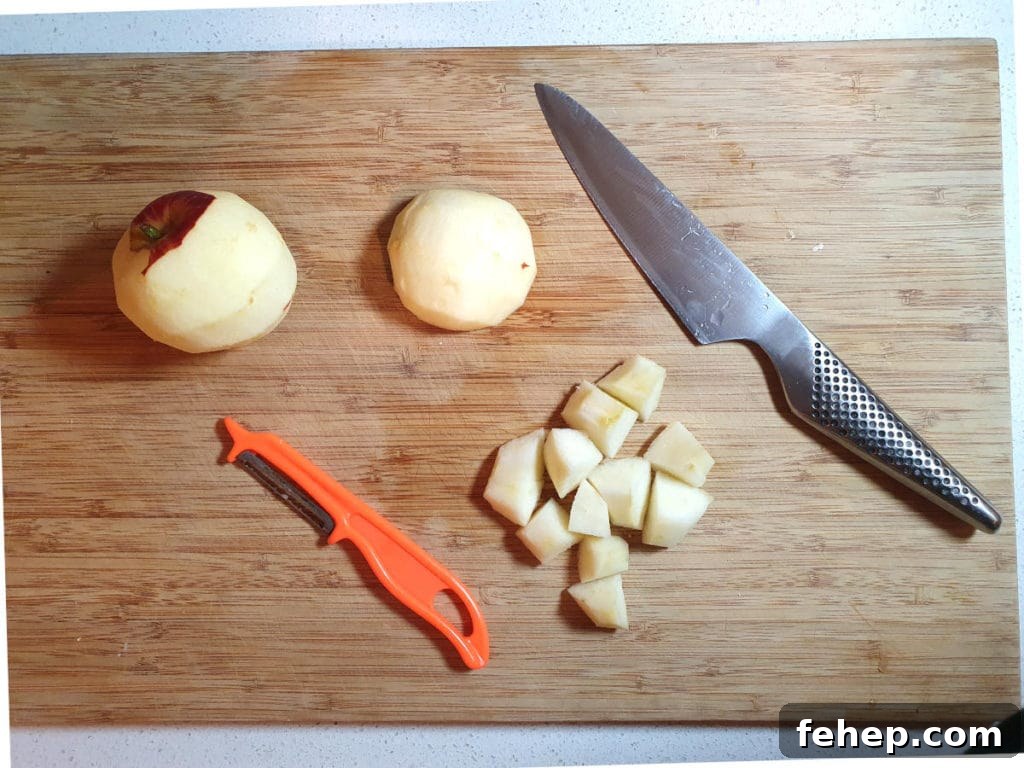 Peeling and chopping apples