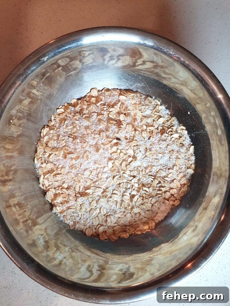 Dry ingredients crumble topping