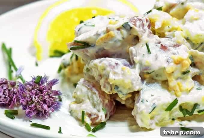 Creamy Bacon Ranch Potato Salad Recipe for Summer BBQs 7 A close up serving of potato salad
