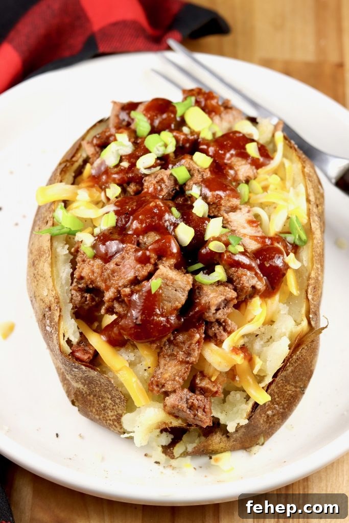 BBQ Pulled Pork Stuffed Potatoes: Smoky Grill Recipe 2 BBQ Stuffed Baked Potatoes with BBQ Steak