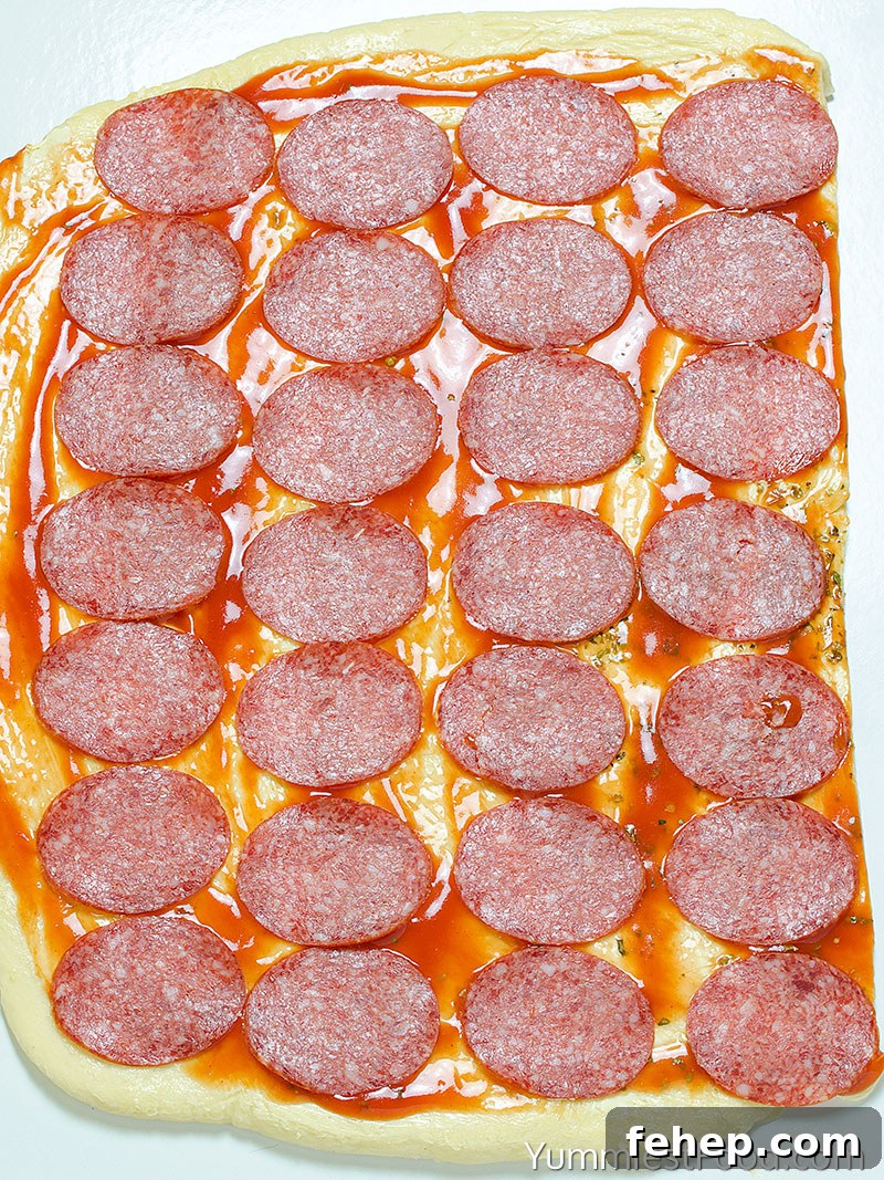 Pepperoni Pizza Rolls - Making - Step 1