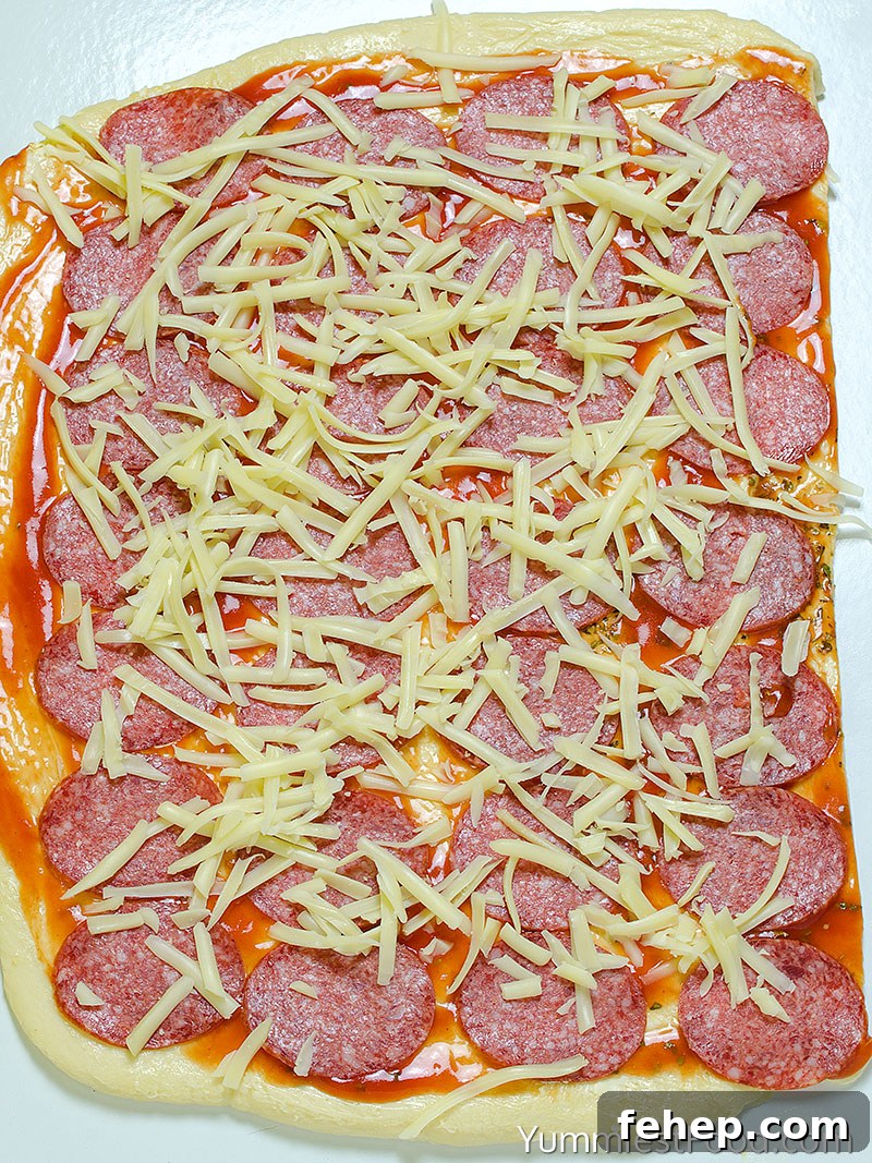 Pepperoni Pizza Rolls - Making - Step 2