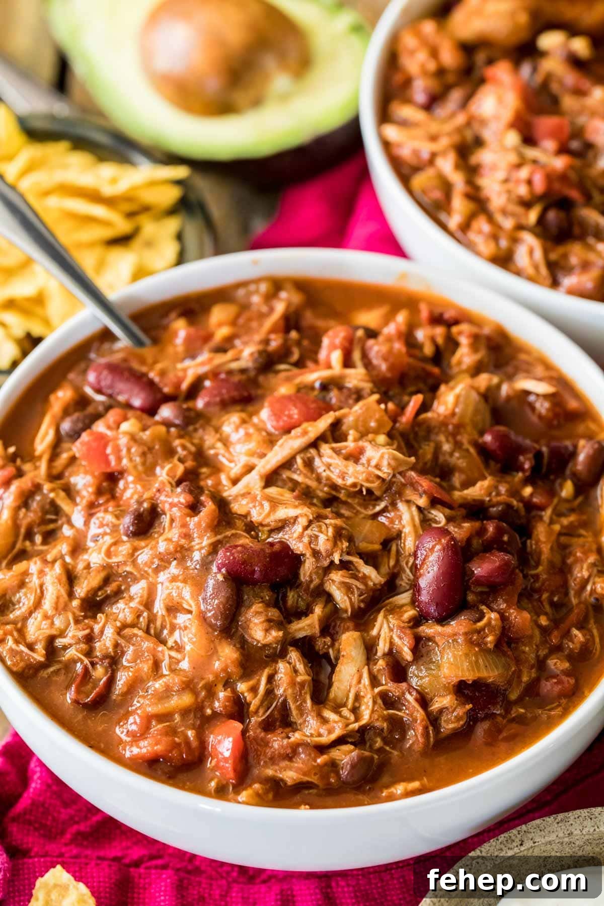 Leftover Turkey Chili Recipe: Comforting One-Pot Meal 3 Bowl of chili made with leftover thanksgiving turkey.
