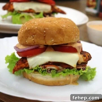chipotle chicken sandwich served on a white plate.