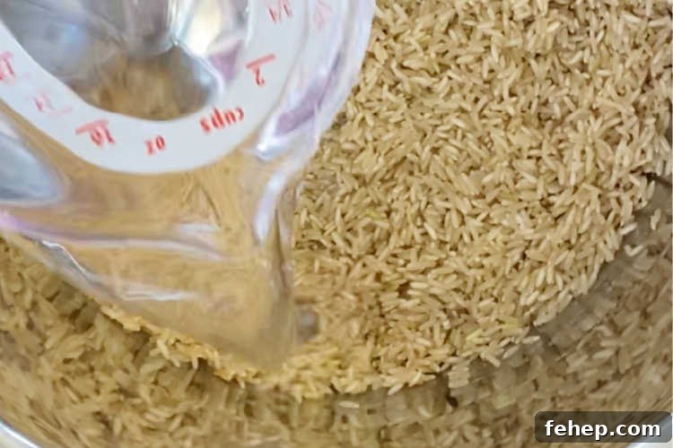 Perfect Instant Pot Brown Rice Recipe — Fluffy, Hands-Off Cook 5 add water to rice in pressure cooker