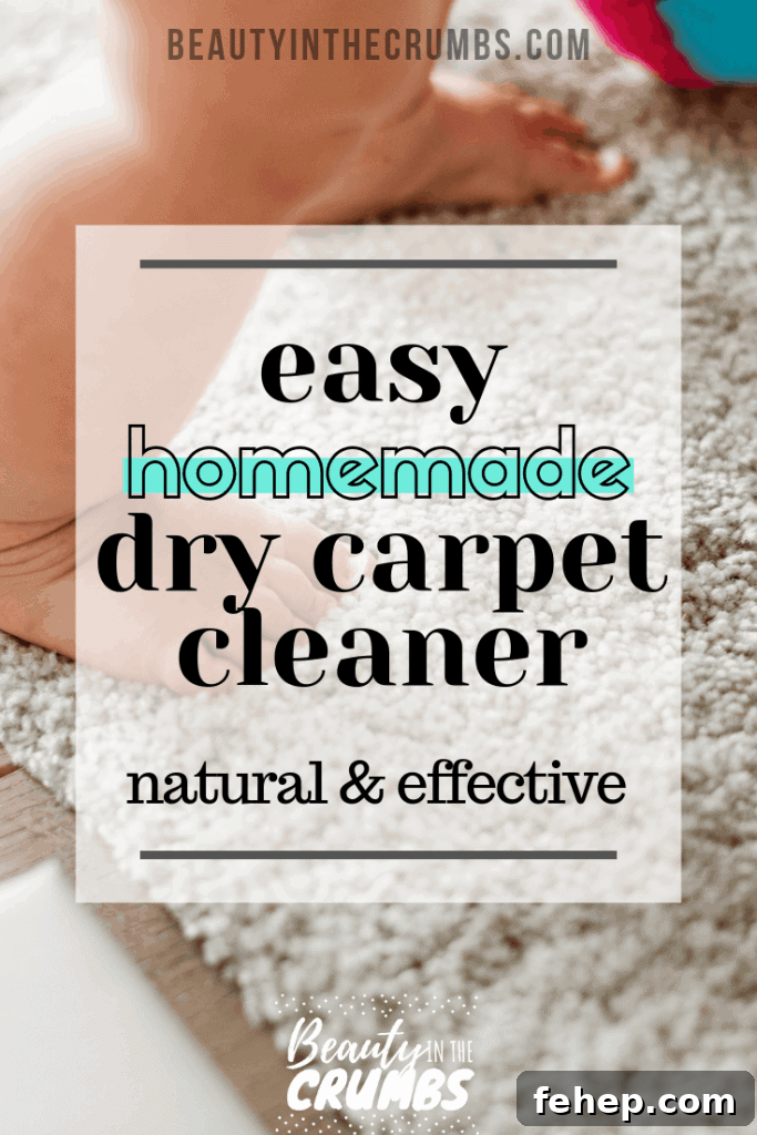 simple, natural, and non toxic DIY homemade Dry Carpet Cleaner to lift stains, deodorize, and kill built up bacteria.