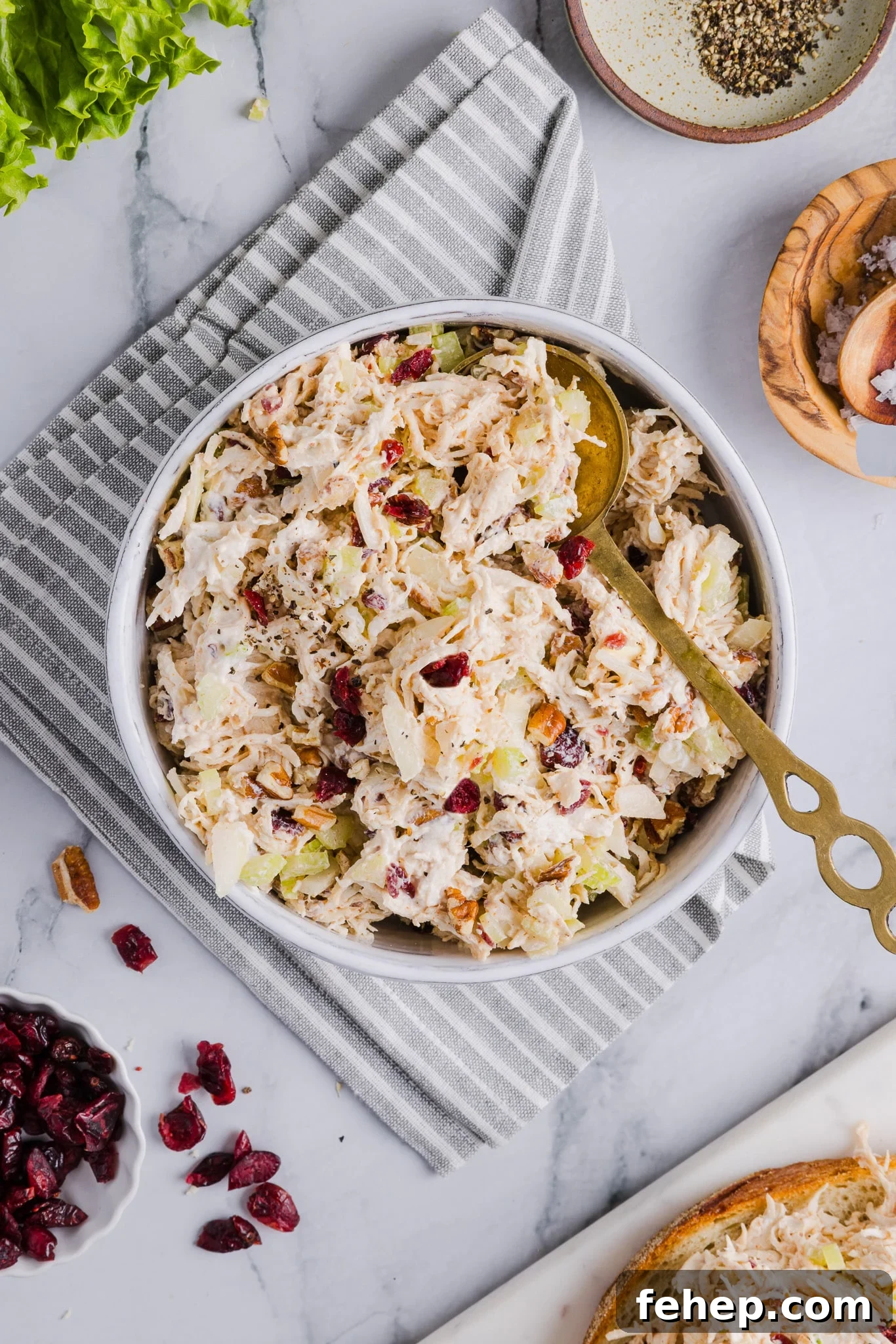 Classic Cape Cod Chicken Salad Recipe for Summer Lunches 7 Cape Cod chicken salad ingredients in a large bowl.