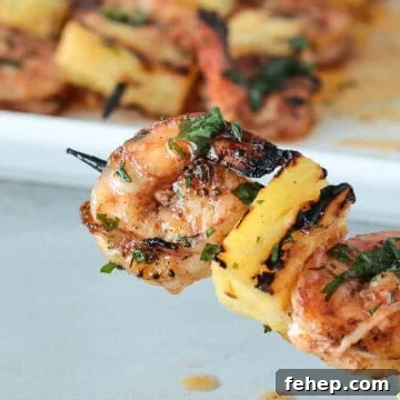 Shrimp and pineapple skewer.
