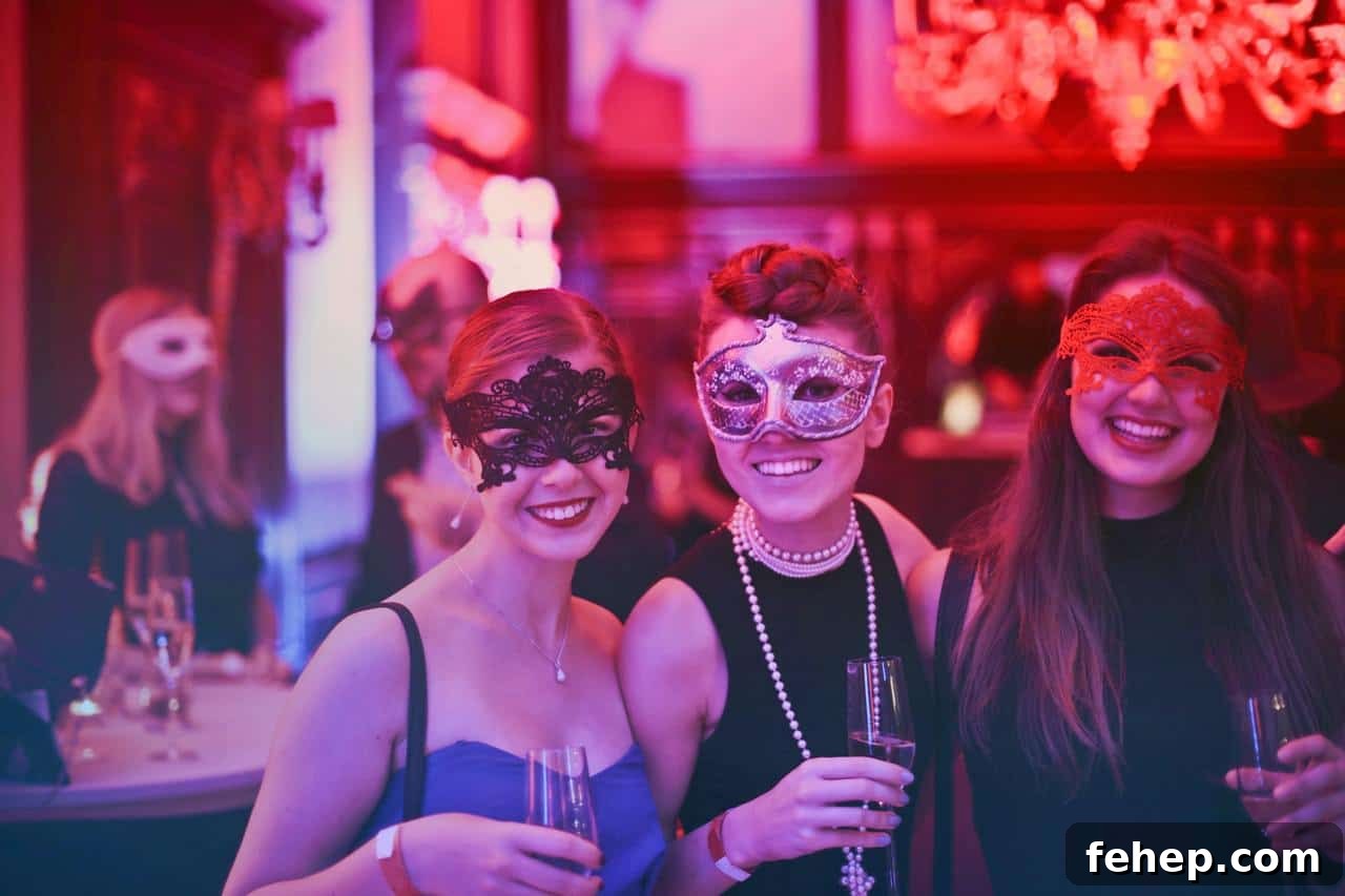 How to Plan a Memorable Surprise Party Guests Will Love 4 Three women wearing masks.