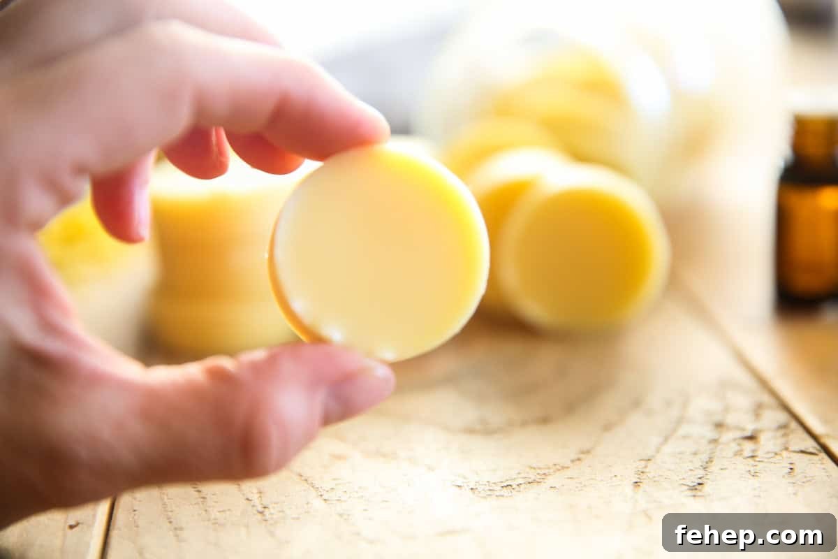 Selecting a lotion bar to apply to the hands. 