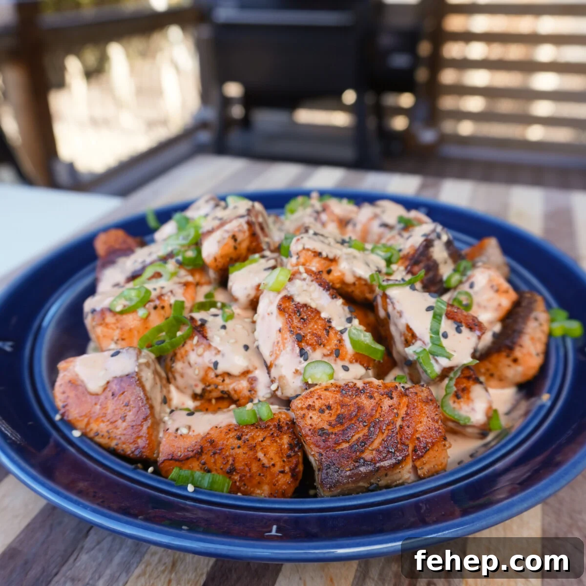 crispy cajun salmon bites.
