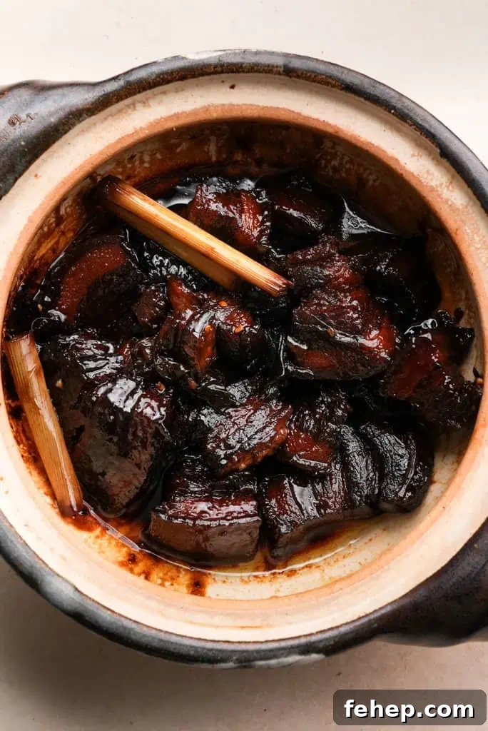 easy braised pork belly braised pork belly in a pot