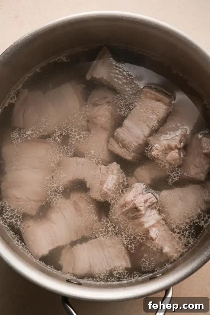 How to braise pork belly boiling pork belly in a pot