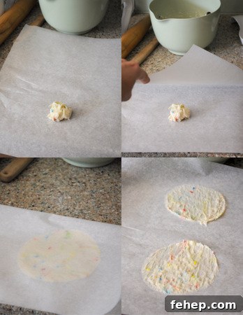 Funfetti Tuiles: Crunchy Rainbow Cookie Crisps for Parties 5 How to make Tuiles with cake mix