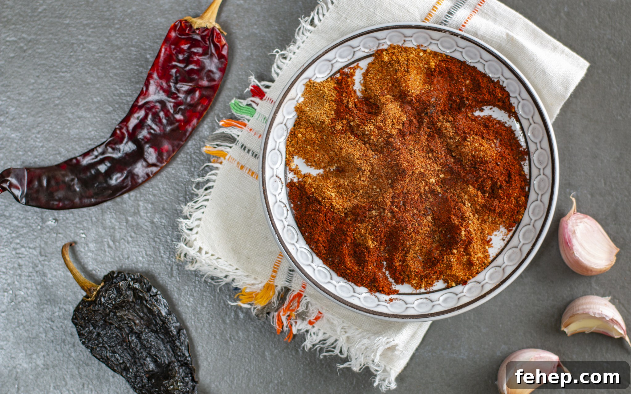 Homemade chili powder with Guindilla Chiles and Pasilla Negro Chiles