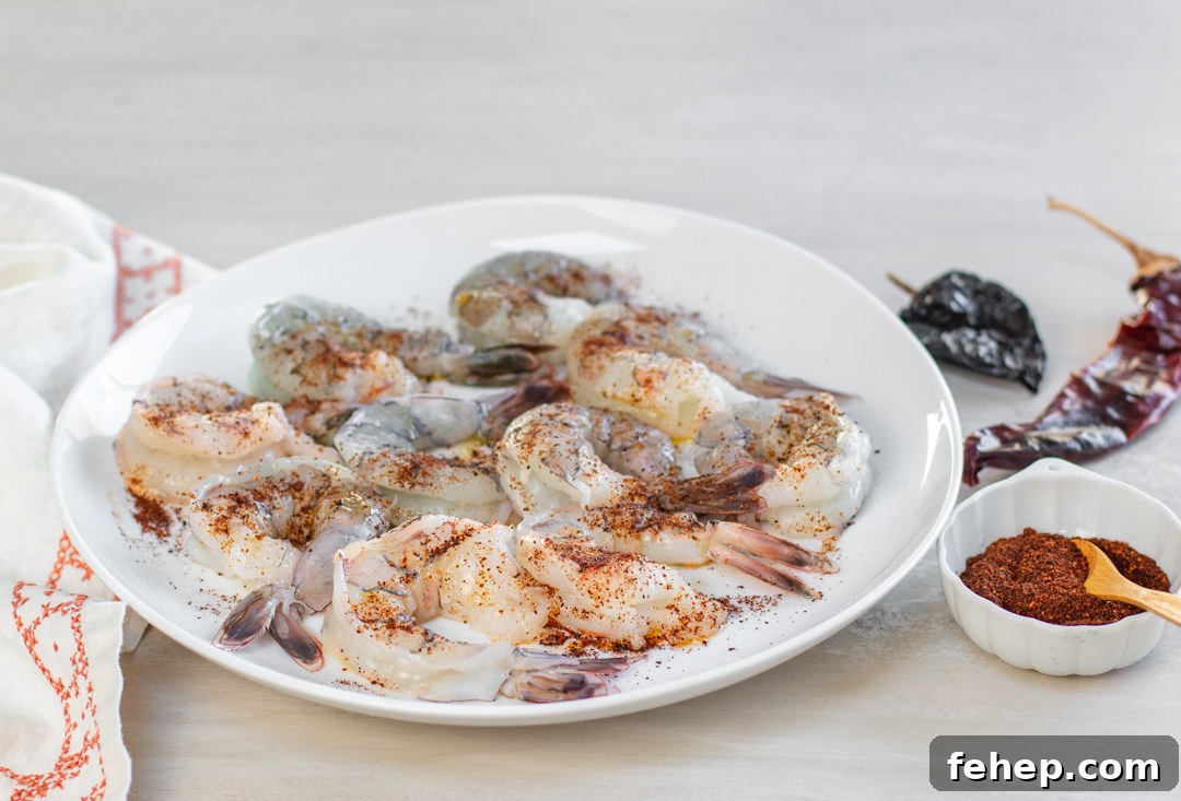 Add chili powder to the jumbo shrimp - adds tons mildly spicy flavor 