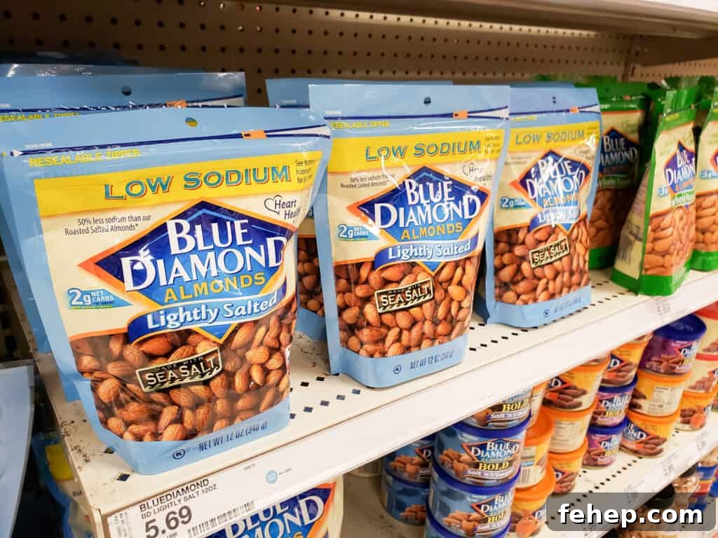 45+ Gluten-Free Gas Station Snacks to Grab on the Go 5 bags of almonds on a counter.
