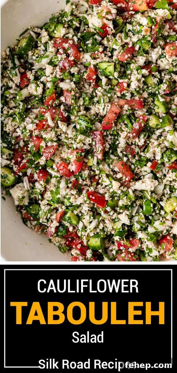 Cauliflower Tabbouleh Salad with Fresh Herbs and Lemon Vinaigrette 11 titled image (and shown): cauliflower tabouleh salad