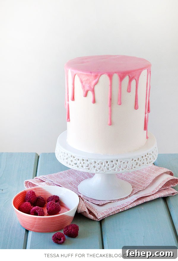 Raspberry and Blood Orange Layer Cake Recipe 2 fresh raspberries and a blood orange glaze | Raspberry & Blood Orange Cake| Recipe by Tessa Huff for TheCakeBlog.com