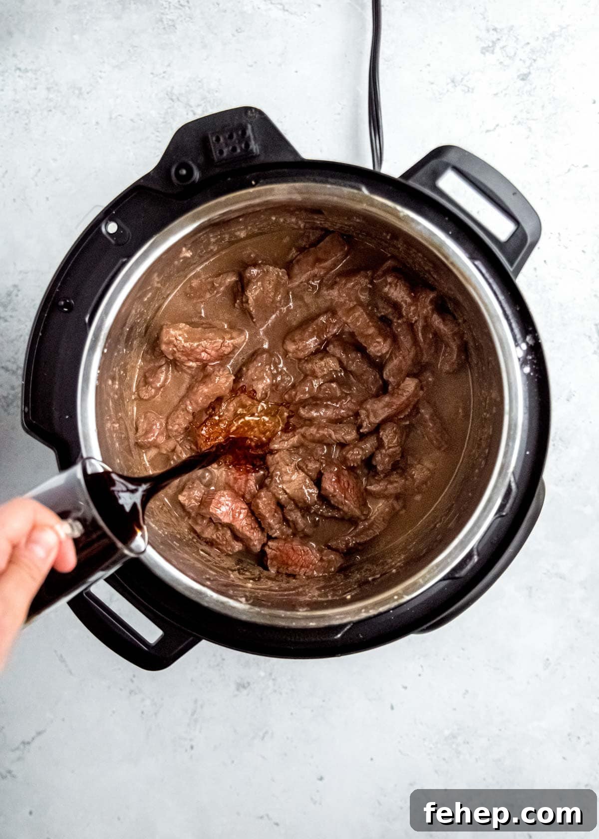 Instant Pot Mongolian Beef Recipe — Tender, Savory Weeknight Meal 6 mongolian beef sauce added to instant pot