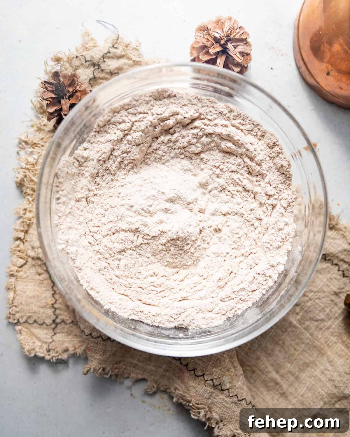 dry ingredients whisked together in a bowl.