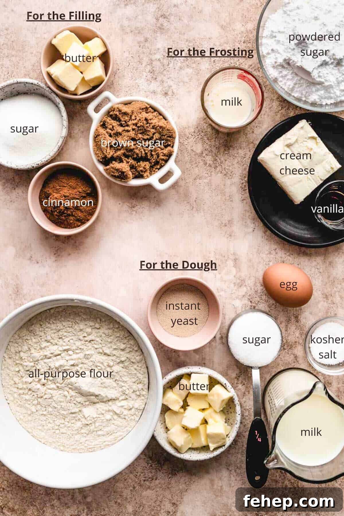 Ingredients to make one hour cinnamon rolls.