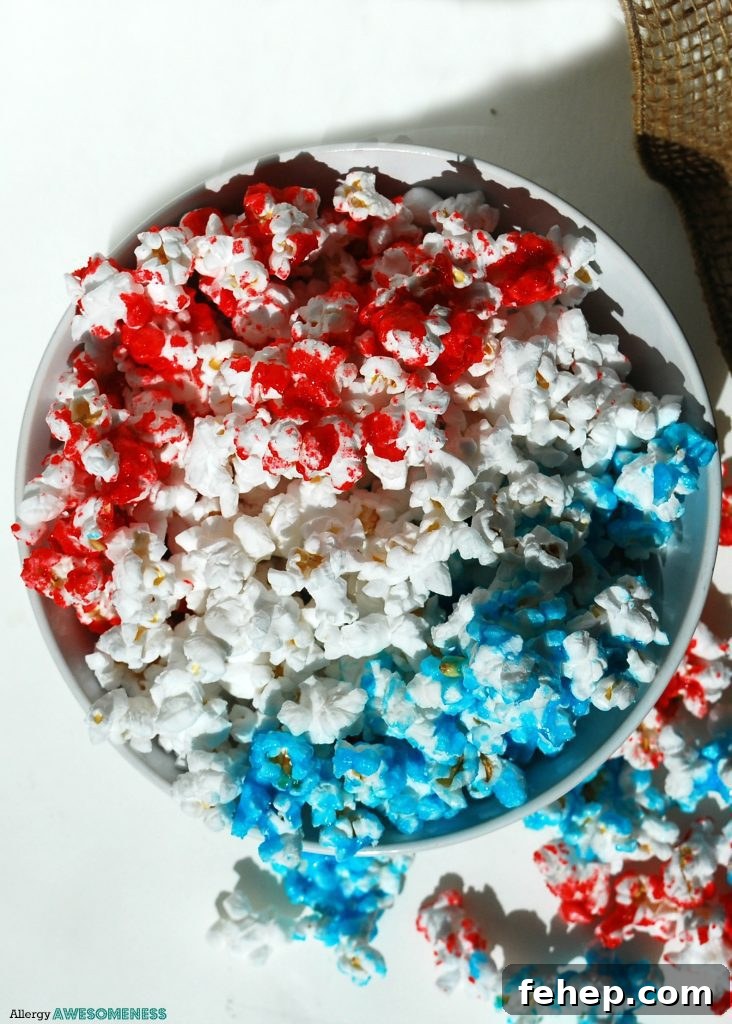 Patriotic 3-Ingredient Popcorn Recipe — Allergy-Friendly Snack 2 Patriotic Popcorn Recipe