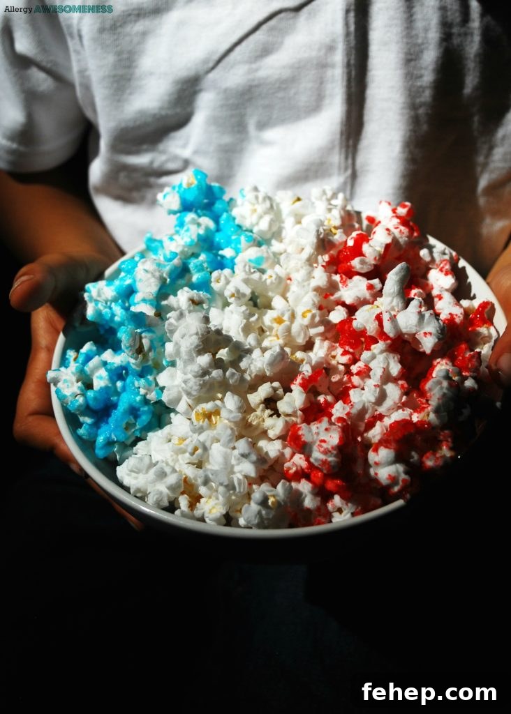 Patriotic 3-Ingredient Popcorn Recipe — Allergy-Friendly Snack 7 Easy 4th of July Treat