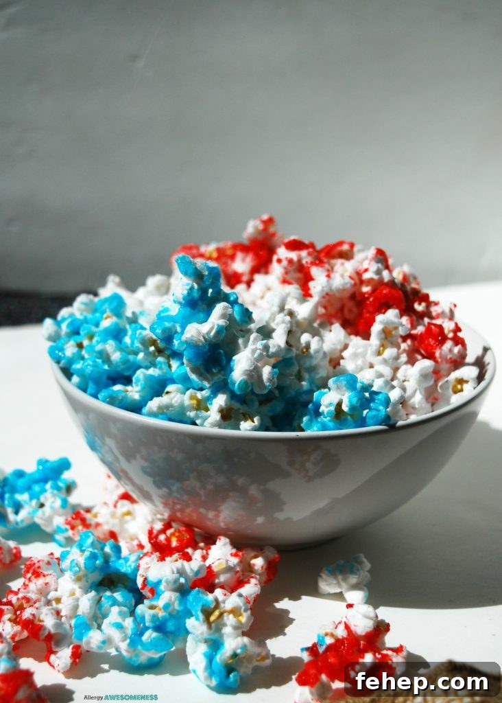 Patriotic 3-Ingredient Popcorn Recipe — Allergy-Friendly Snack 8 Red, White & Blue Popcorn Recipe