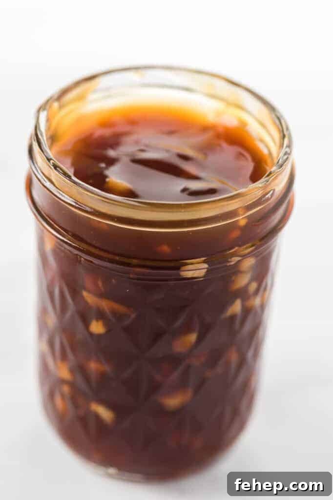 Sticky Teriyaki Cauliflower Bites with Sesame and Scallions 11 teriyaki sauce in a jar