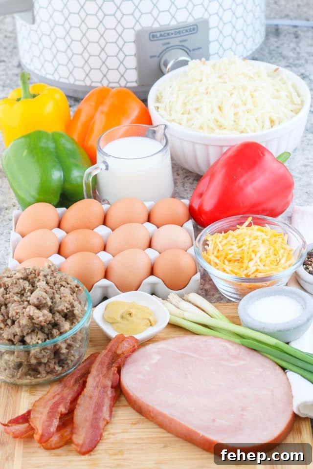 Crockpot Breakfast Casserole with Hash Browns for Busy Mornings 4 Ingredient List